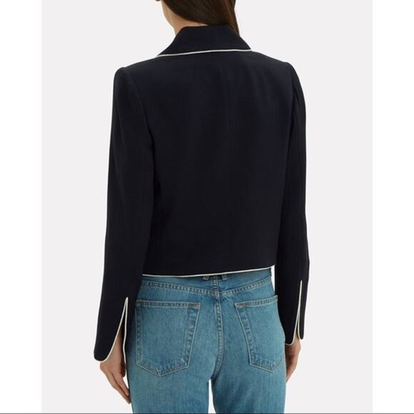 Frame - Double Breasted Piped Jacket in Navy Size 0 NWT - Picture 9 of 9